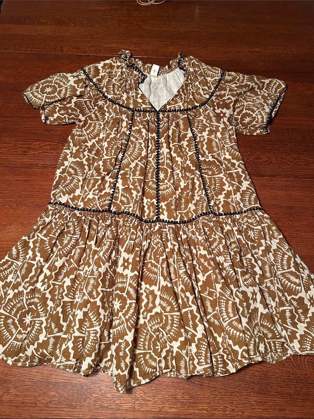 Uncle Frank Brown and White Floral Tiered Dress